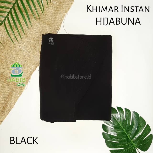 Khimar Instan Hijabuna Hitam / Black - Jilbab kerudung syar'i / syari wolfis / wolvis / wollpeach pa