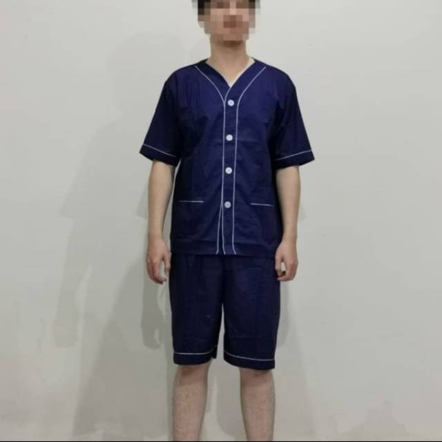 PIYAMA COWOK CELANA PENDEK KATUN POLOS SIZE M& L