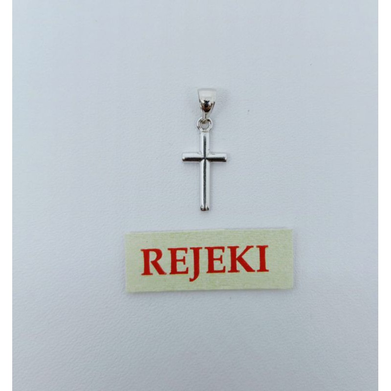 Liontin salib polos Emas Putih 750 SRH