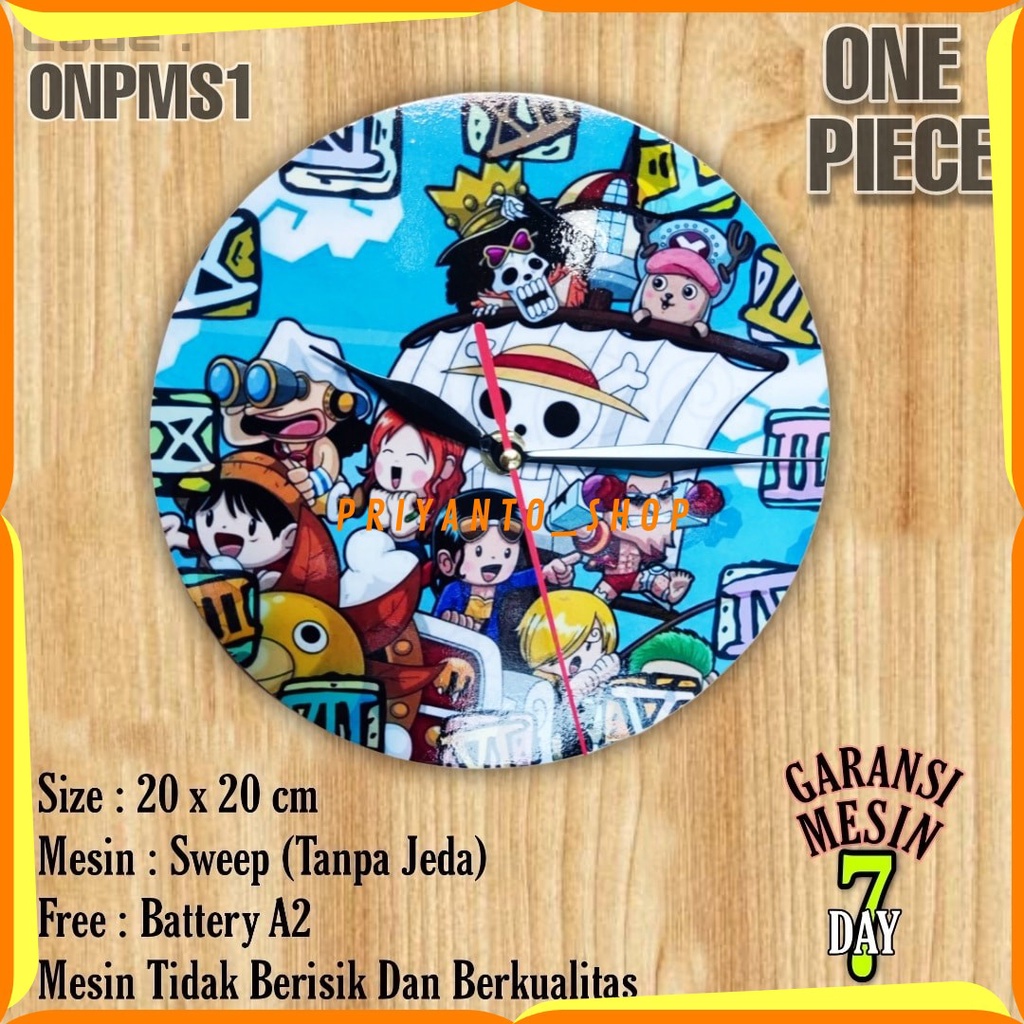 Jam Dinding Karakter Anime Animasi One Piece Mesin Halus Tidak Berisik