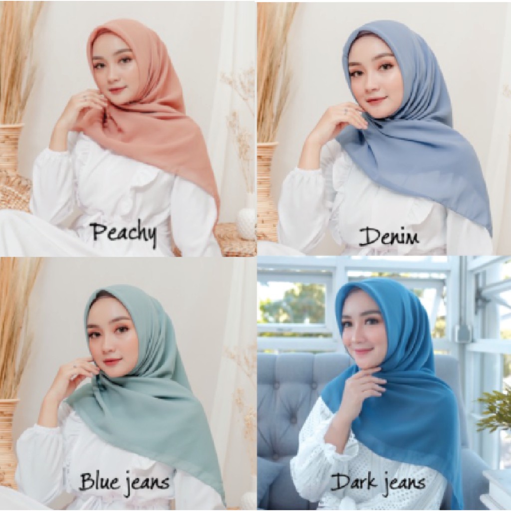 HIJAB SEGIEMPAT - Hijab Kerudung Square - Daily Hijab Lembut Adem Warna Pastel