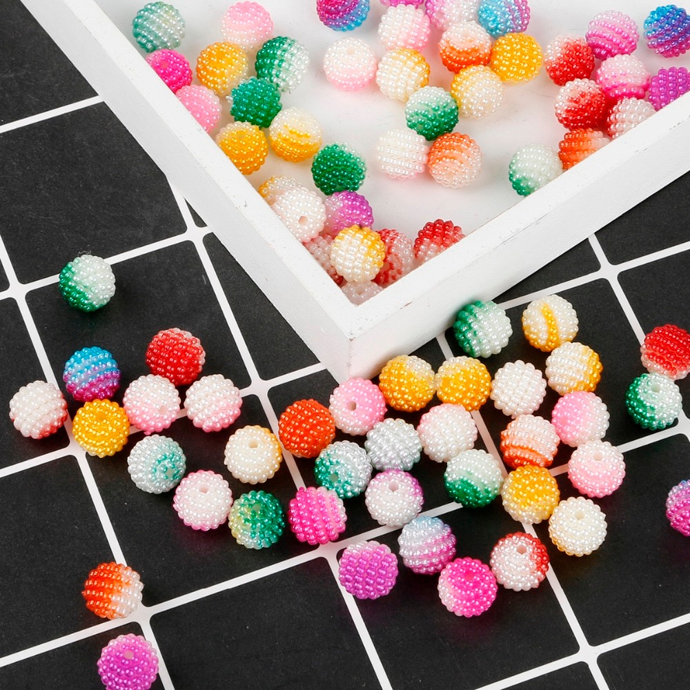 10 Mm Campuran Warna Cemerlang 50 Pcs Plastik ABS Manik-manik Mutiara Imitasi 1.5 Mm Lubang Temuan Perhiasan DIY Fashion Perhiasan Membuat