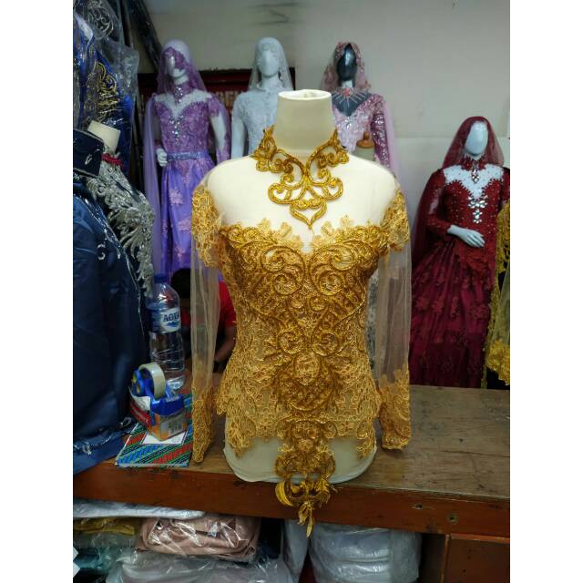 gaun kebaya pengantin muslim atasan