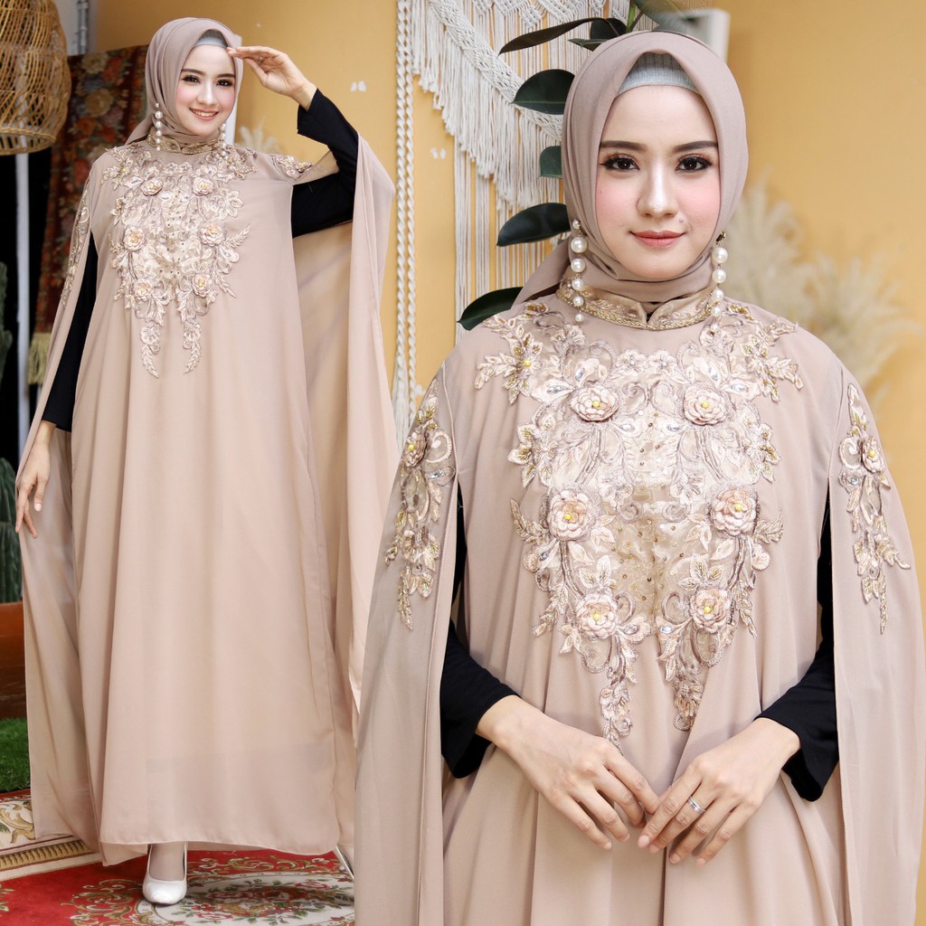 HOPYLOVY Gamis Pesta Maxi Dress Wanita Carine / Gamis Terbaru 2021 Lebaran Wanita Nagita