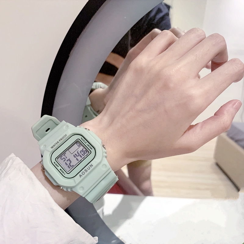 【KOK】✅COD Jam Tangan Pasangan / Jam Tangan GD Little Daisy Jelly / Jam Tangan Wanita Luminous Tahan Air-C-hijau