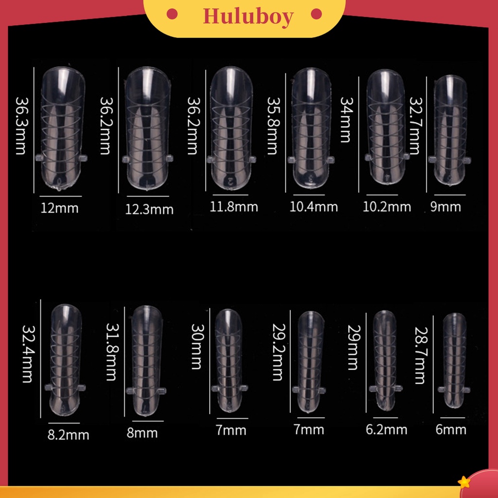 Huluboy Huluboy♡ 120pcs / Kotak Kuku Palsu Extension Ukuran Desain Transparan Untuk Nail Art