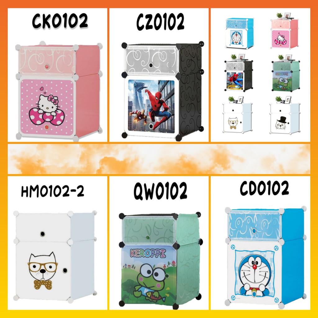 Lemari Plastik Portable Mini 2 Susun Import Karakter Doraemon