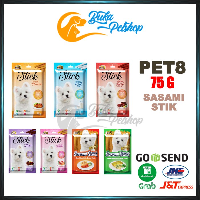 Snack Anjing PET8 Sasami Stik 75g