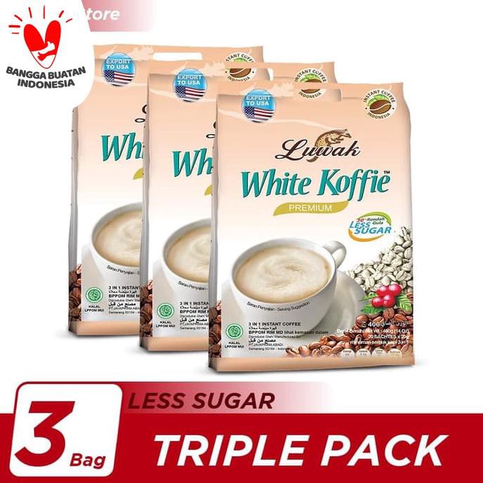 

PROMO Kopi Luwak White Koffie Less Sugar Bag 20x20gr Triple Pack KP302