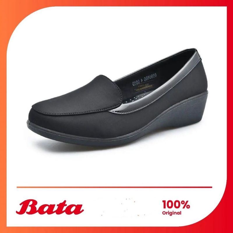 Sepatu Formal Wanita Wedges Bata Comfit Full Black