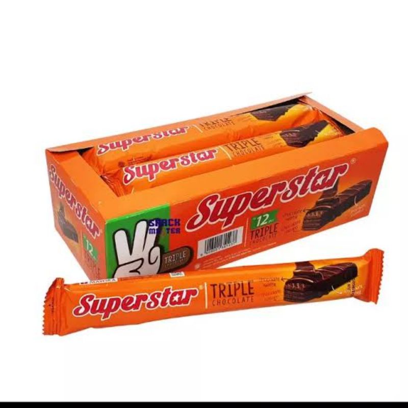 

⚡COD Superstar Wafer Triple Chocolate Coklat Box Isi 12Pcs