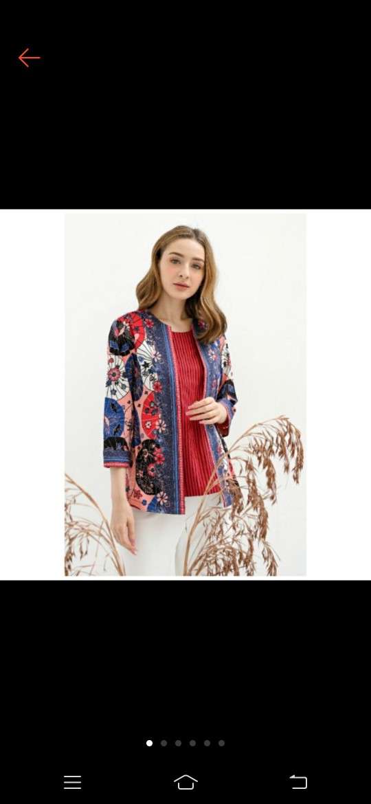 Atasan Blouse Batik Wanita Lengan Panjang Warna Merah, 242 Awi# Bahan Katun Stretch