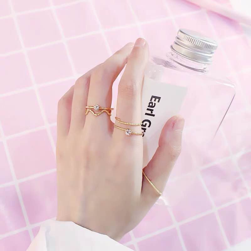 [COD] 4 Pcs/Set Cincin  Bahan Alloy Gaya Korea Retro untuk Wanita