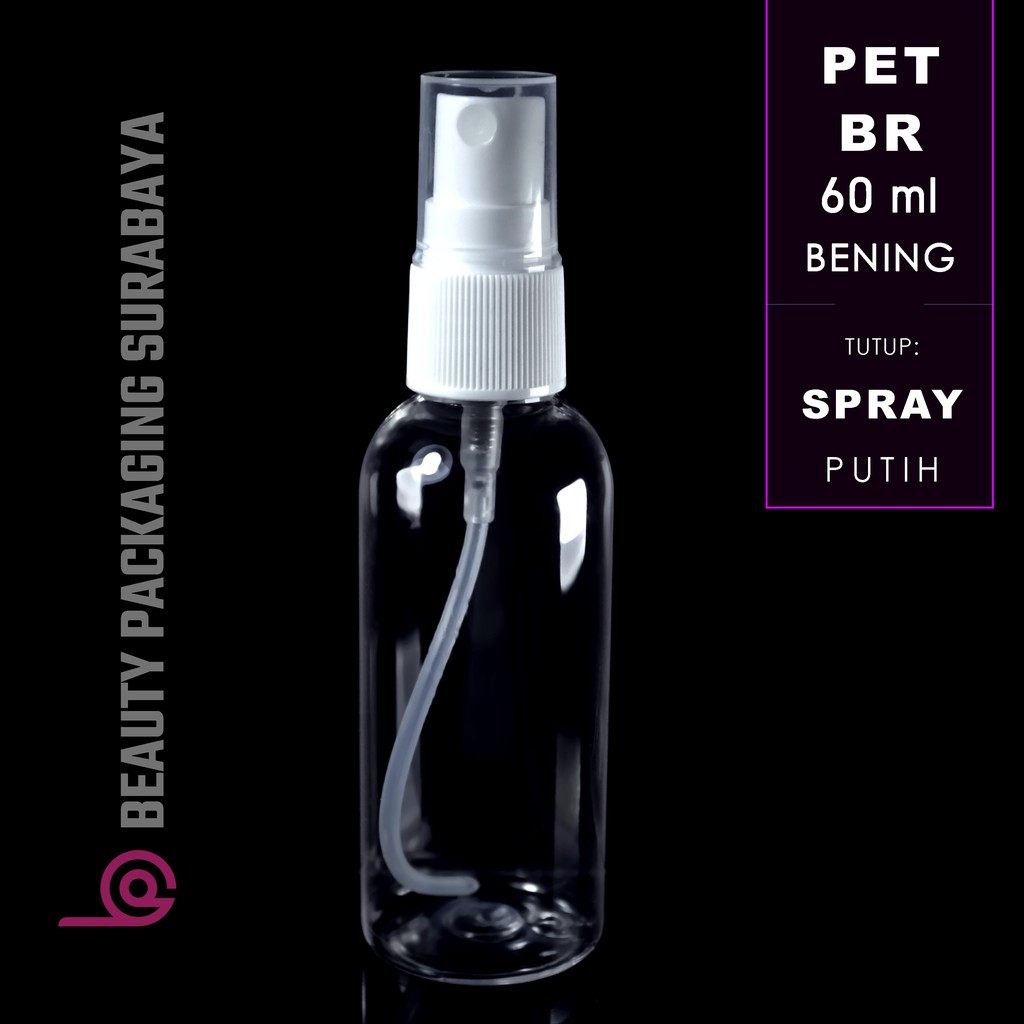 Botol Plastik PET 60ml BR Bening Tutup Spray