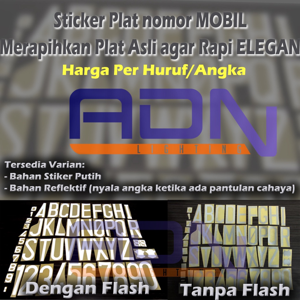 STIKER HURUF ANGKA NOMOR MOBIL SCOTLIGHT MANTUL CAHAYA by ADN.in