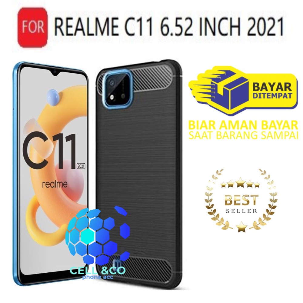 CASE CARBON REALME C11 casing hp silikon softcase case premium carbon cover