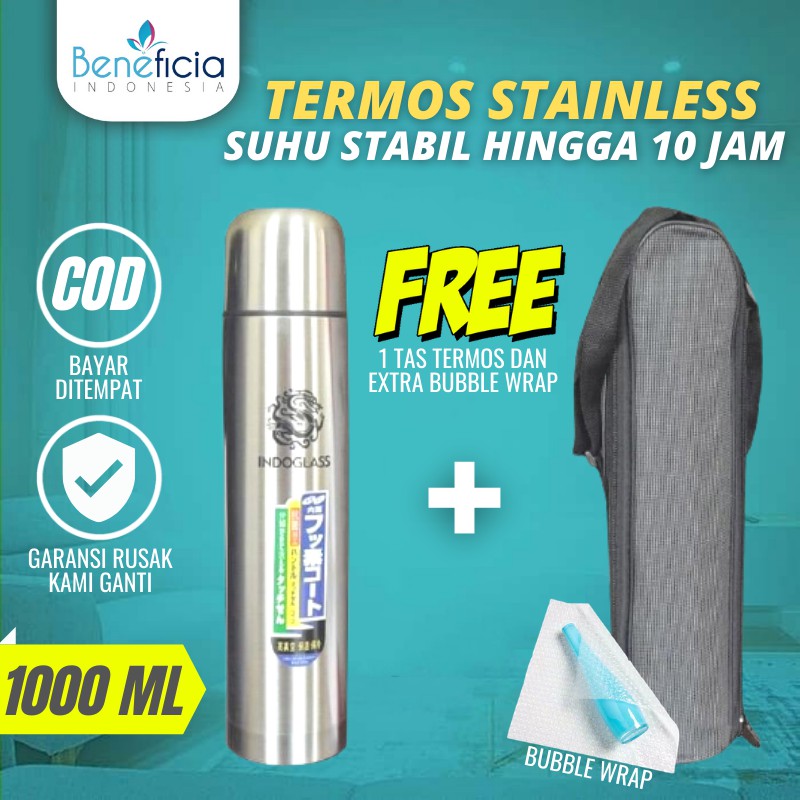 BOTOL MINUM TUMBLER TUMBLR TERMOS THERMOS TREMOS AIR MINUM KOPI PANAS STAINLESS 1 LITER BESAR A143