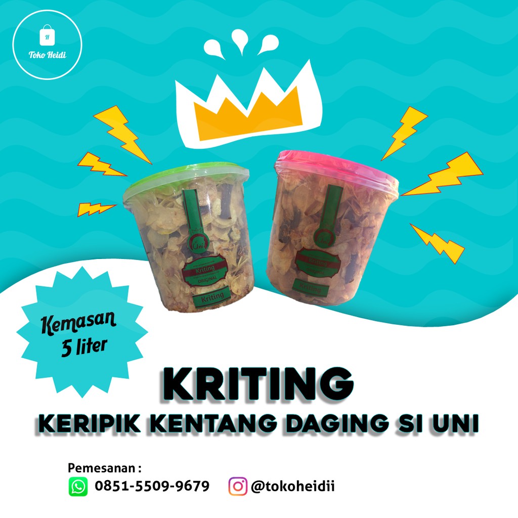 

Keripik Kentang Daging Si Uni ukuran 5 Liter