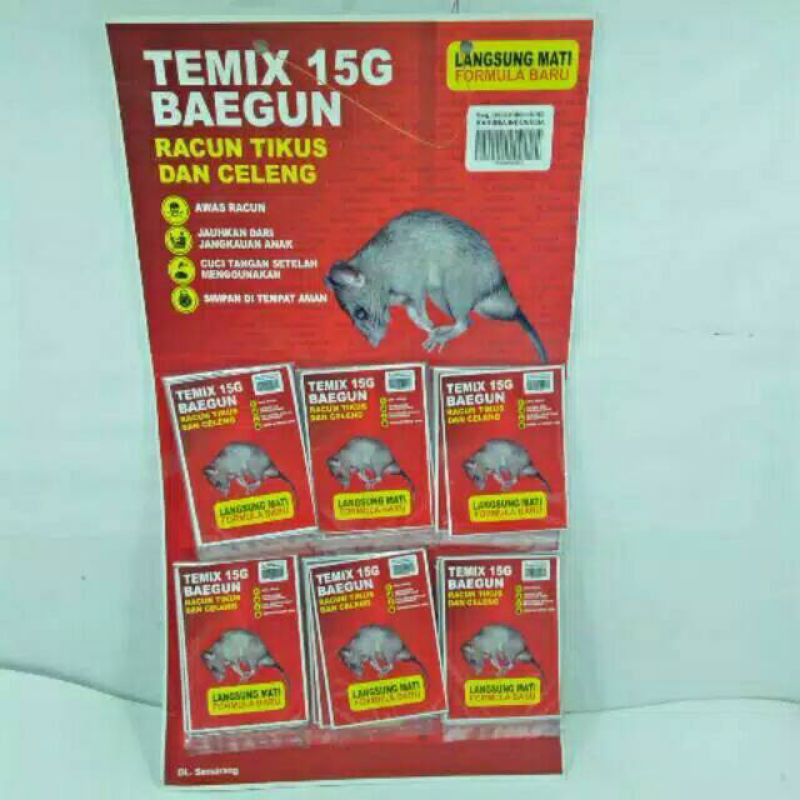 Racun Tikus Temix Baegun merah 15gram isi 24shet