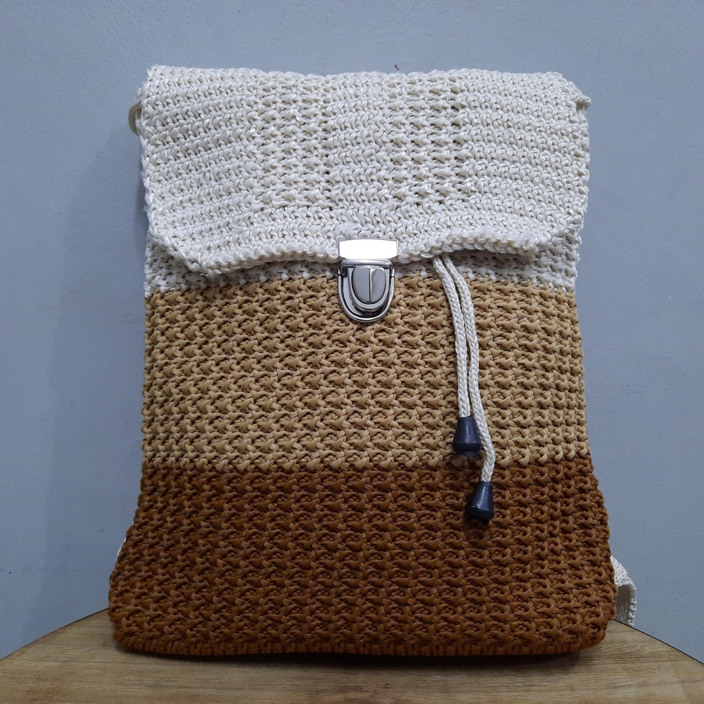 Tas Ransel Rajut Blaster - SenjabyAtsa-Ktg - Krem - Moka