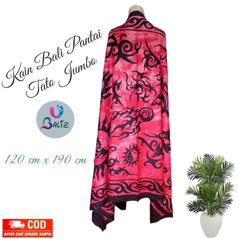 Kain Bali-Sarung Bali-Kain Pantai motif Tato Jumbo Premium - Lalakushop 185x120cm Tebal-adem