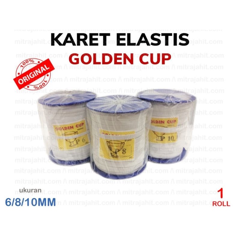 karet elastis/golden cup/karet kolor/P10/putih 1cm/per roll