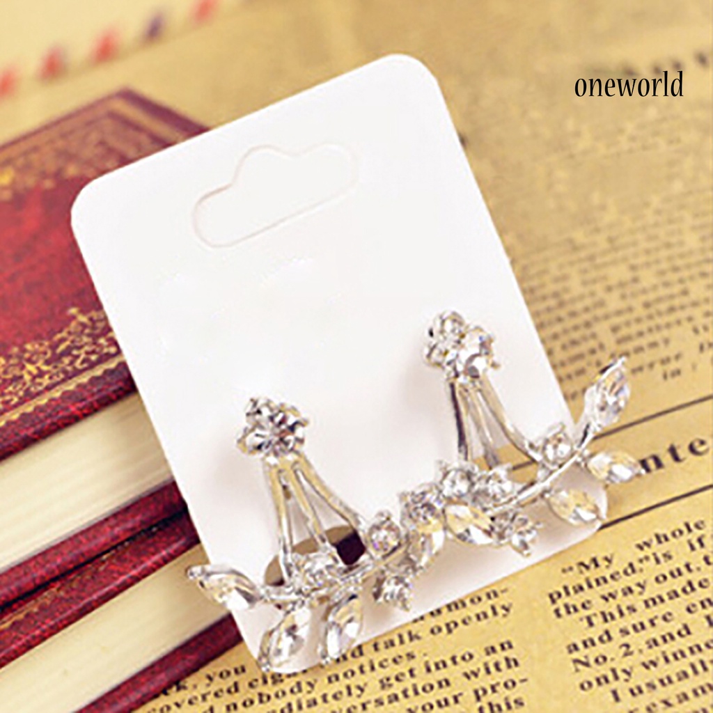 OW@ 1 Pair Women Earrings Attractive Jewelry Gift Mini Women Rhinestone Ear Studs for Wedding