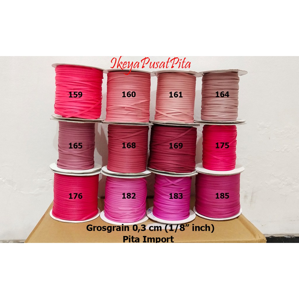 

(10 yard) Pita Grosgrain Polos 0,3 cm (1/8" inch) | Pita import | Grosgrain Ribbon 3 mm pg 3 | Toko Bahan Craft | Ikeya Pusat Pita