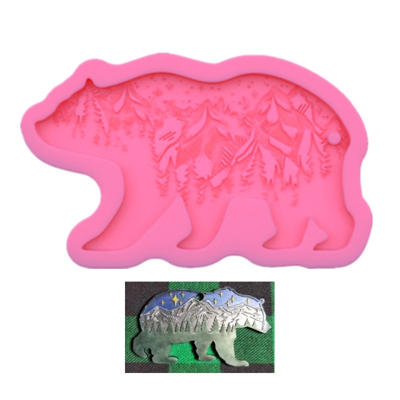 SIY  Epoxy Resin Mold Forest Bear Keychain Silicone Mould DIY Crafts Polymer Clay Jewelry Making Tool