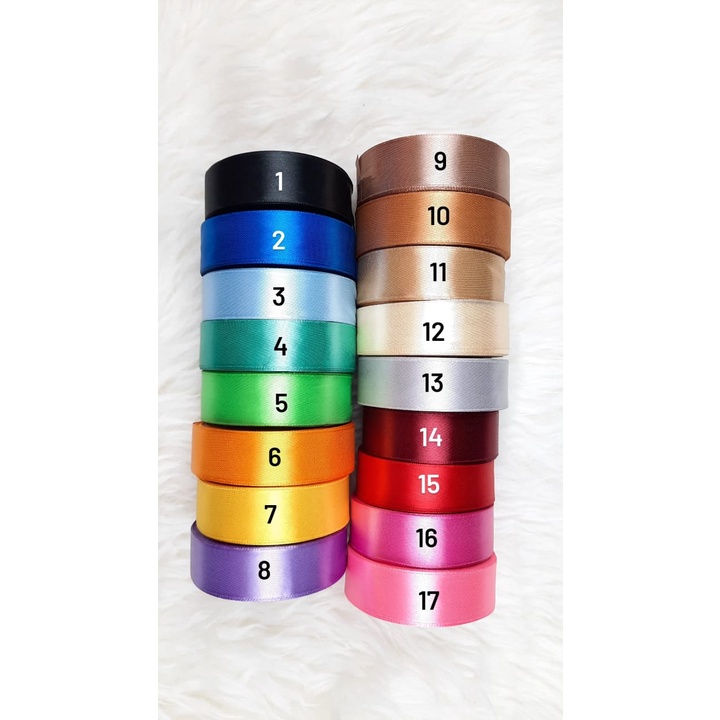 

Pita Satin Warna-Warni 1 Inch/ 2,5 cm 20 Yard Per Roll Import Taiwan