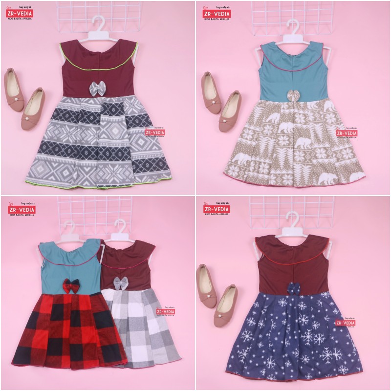 (BLUDRU FLANEL) Dress Cantika uk 3-4 Tahun / Baju Anak Perempuan Harian Yukensi Murah Grosir