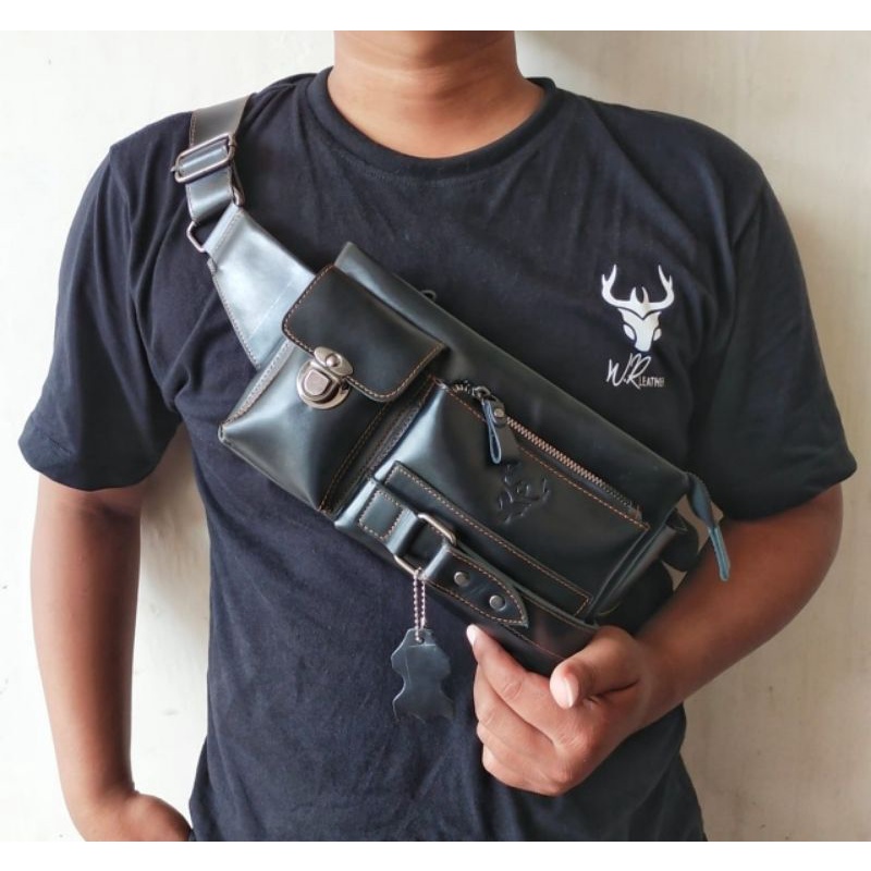 Waistbag Pria Wr.Leather Full Kulit Sapi Crazy Horse