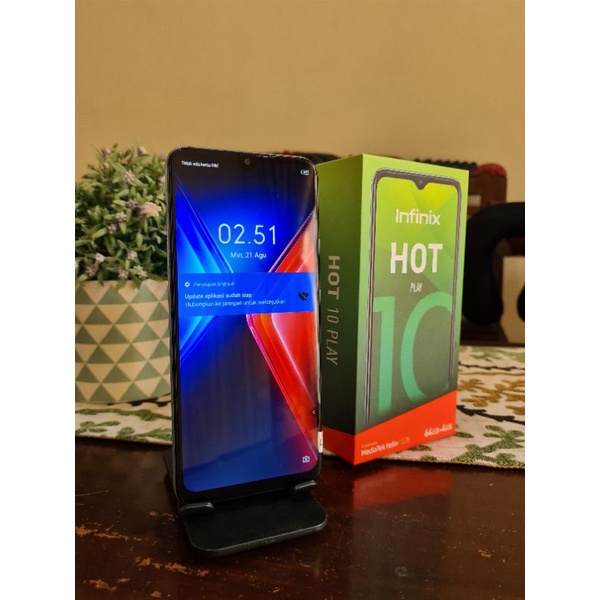 Handphone HP Infinix Hot 10 Play 4/64 Helio G35 Second Bekas Seken Murah