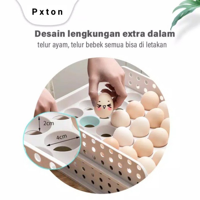 FMFIT 2 pcs isi 60 egg box set rak telur susun laci kotak telur tingkat