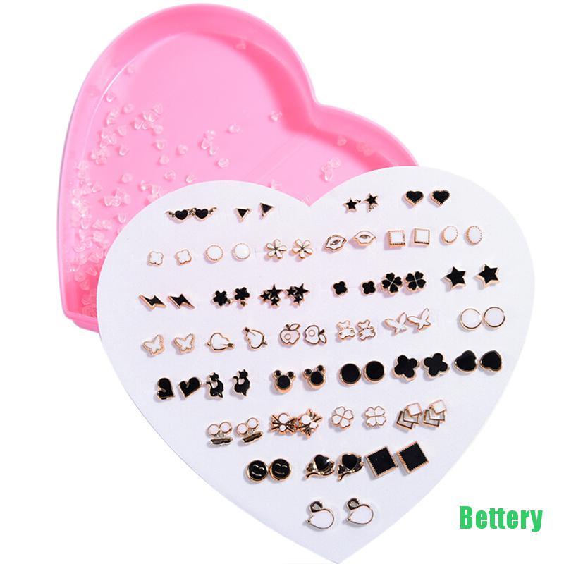 [Bettery] 36 Pairs Fashion Women Girls Crystal Diamante Flower Stud Earrings Jewelry Set CVBH-1