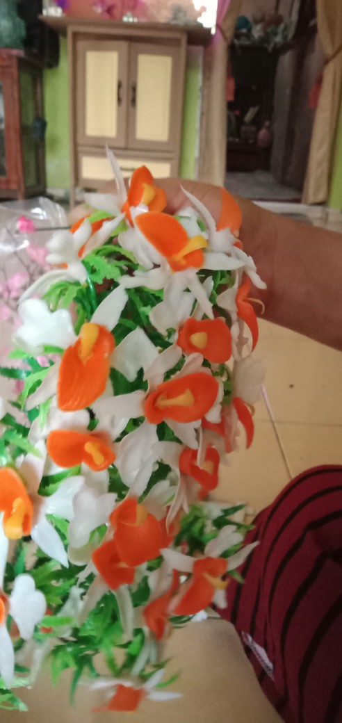 Bunga Sakura Kuning Artificial Plus Pot