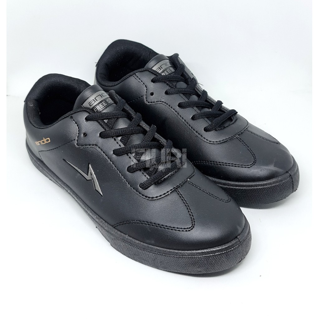 FIURI - Ando Original - Julian 39-43 Full Hitam - Sepatu Kets Pria - Sepatu Sneakers Pria - Sepatu Olahraga Sport Pria - Sepatu Casual - Sepatu Jogging Lari Fitness Gym Senam Pria - Sepatu Sekolah Bertali SMP SMA