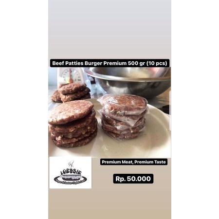 

Loebsie Burger Beef Patties/Daging Burger Beef Premium Homemade 550 gr isi 10 pcs