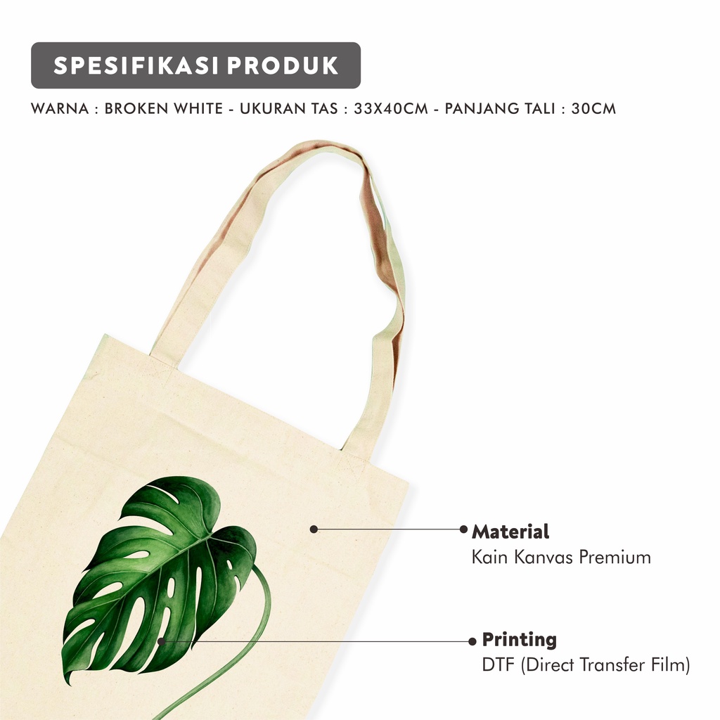 Sevine Tote Bag Kanvas Tas Wanita Fashion Totebag Tropical Aesthetic Series DTF Printing -KTF6