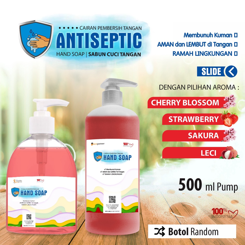 Sabun Cuci Tangan Macam  Variasi Aroma Buah Segar 500 pump / Hand Soap  Aroma Segar 500 ml Pump Random