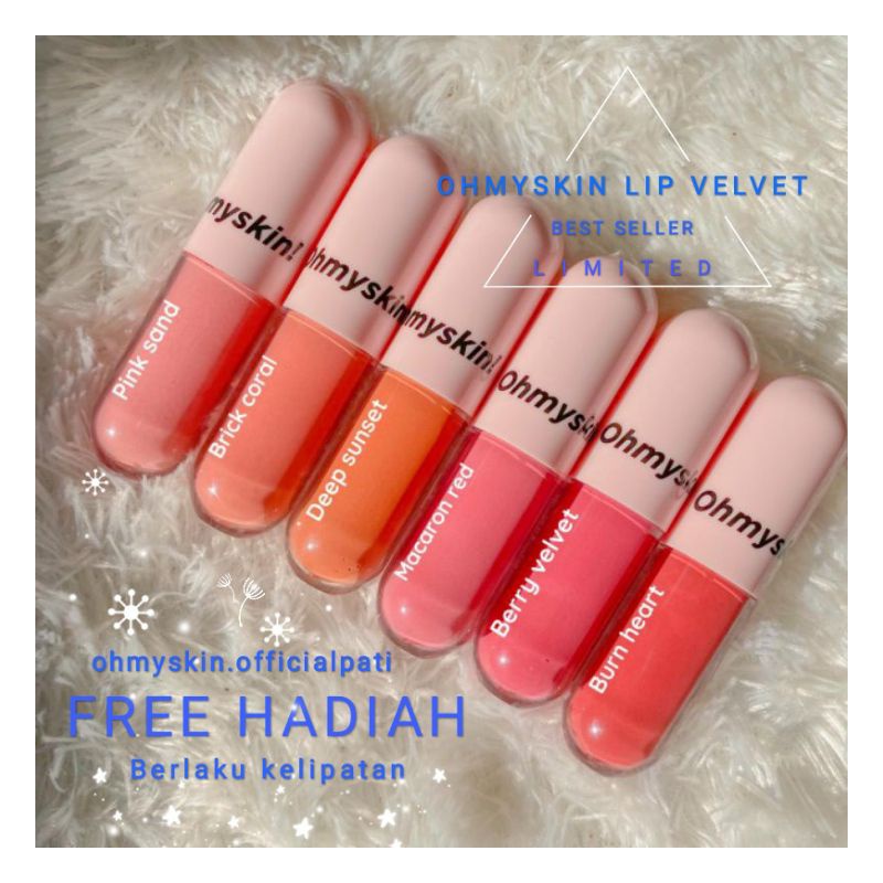 ohmyskin rouge lip velvet/ lipstik ohmyskin/ lip velvet ohmyskin (Free gift)