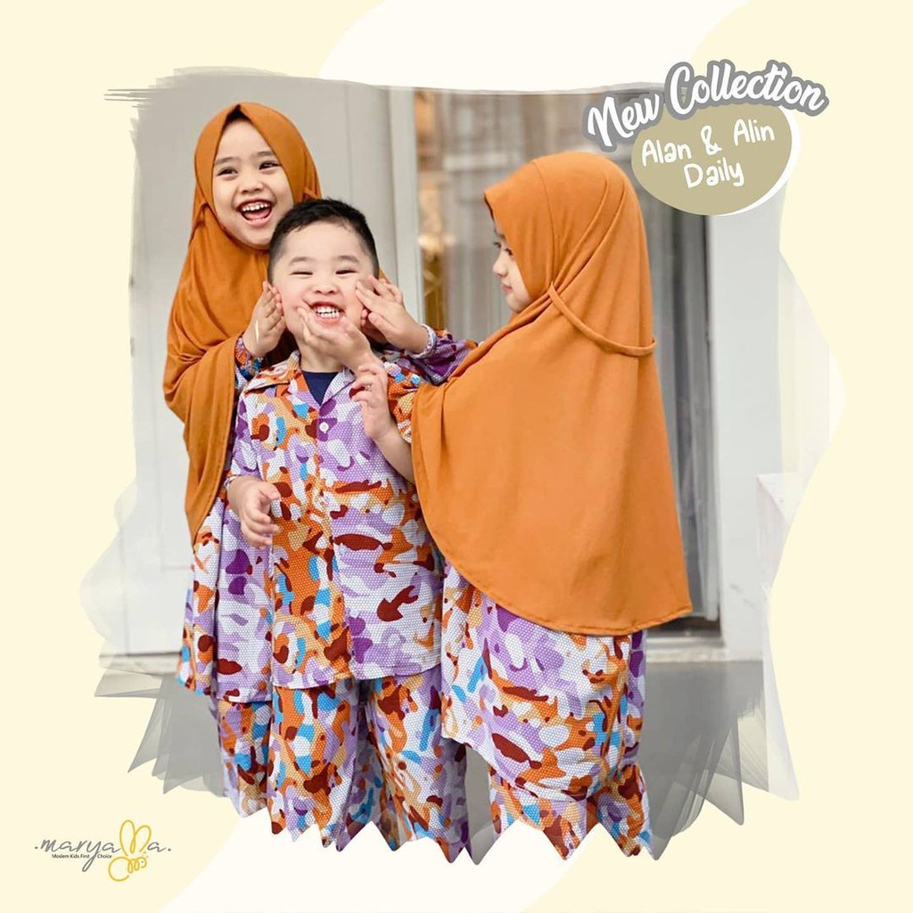 (Promo) Baju Anak Laki Laki Baju Setelan Alan Daily Set By Maryama Kids - Ungu