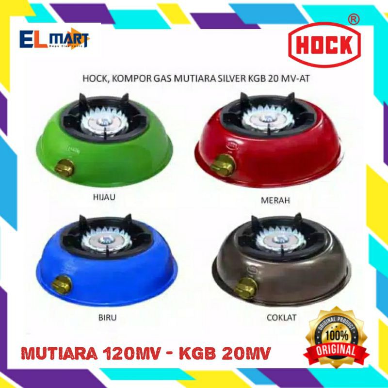 Hock kompor gas 1 tungku mutiara silver 120 mv KGB 20mv / KGB20MV