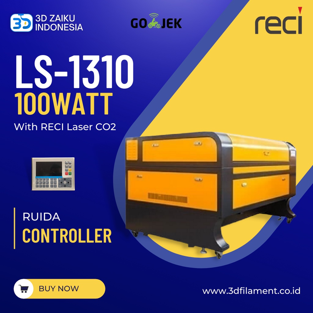 Zaiku CNC LS-1310 with 100 Watt RECI Laser CO2 dengan Ruida Controller