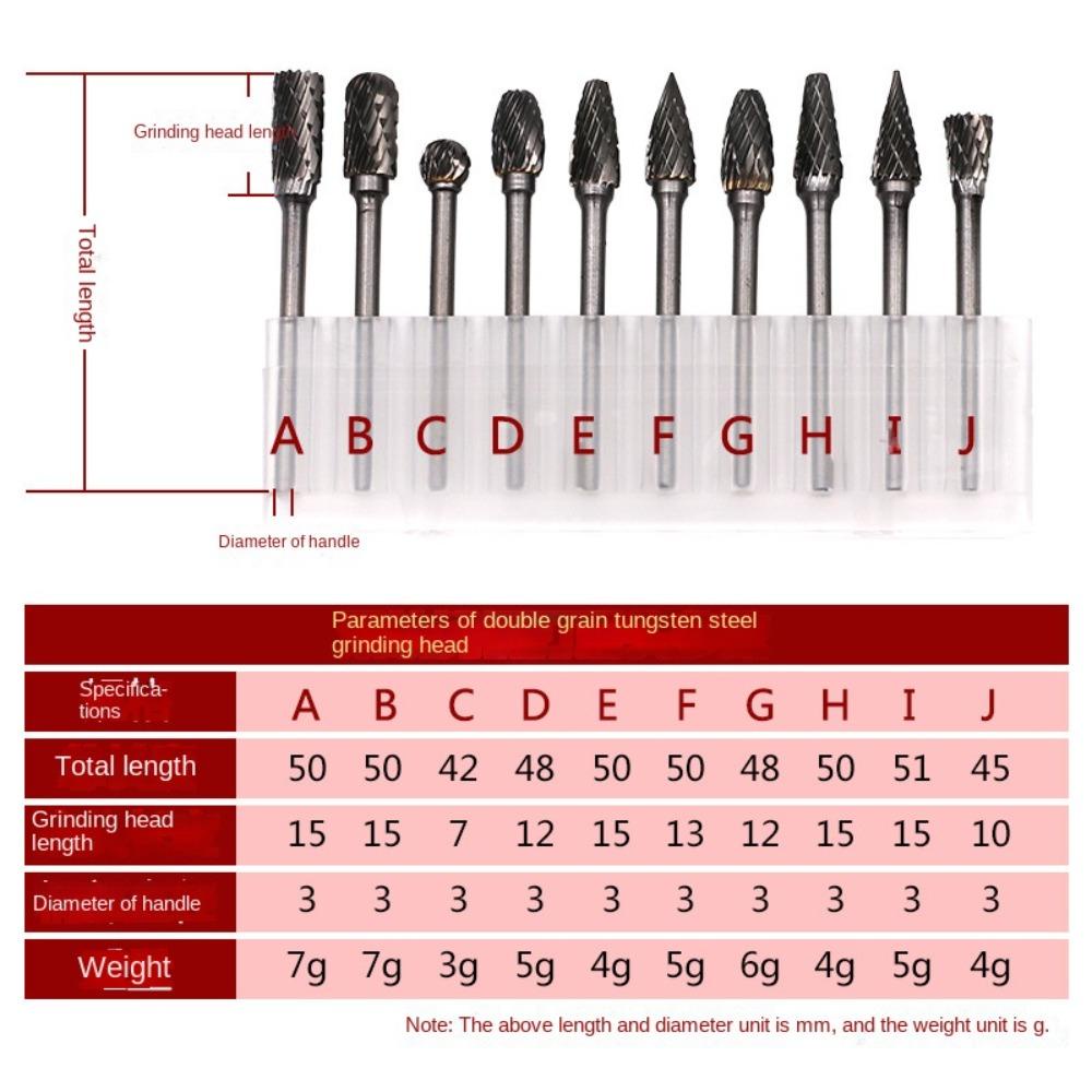 Solighter Carbide Rotary File Tungsten Carbide Cutter Pemotong Penggilingan Listrik Kepala Poles Baja Tungsten