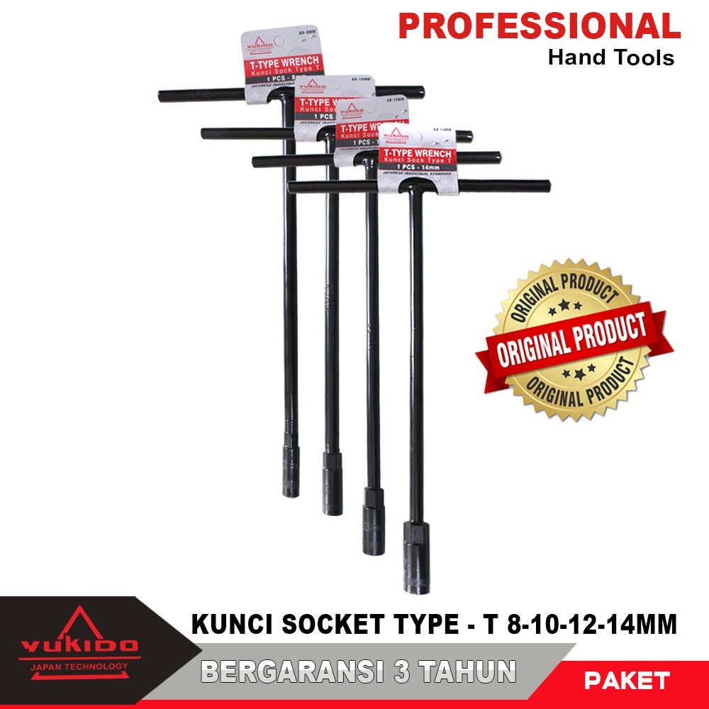 GARANSI 3TH KUNCI T YUKIDO / KUNCI SOCK FREED TOOLS BAGUS / KUNCI T HARGA SATUAN 8,10,12,14mm TERSEDIA JUGA MERK YUKIDO JAPAN TECHNOLOGY