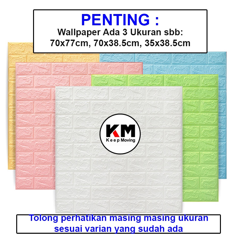 KM Wallpaper Foam 3D Bata Warna Ungu Muda Premium Wall Paper Sticker Wallpaper Foam Bata Stiker-4