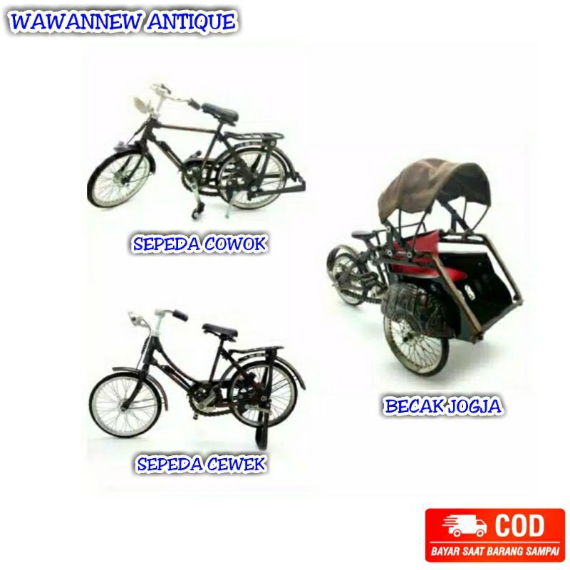 TERMURAH Paket Miniatur Becak Jogja Sepeda 2 Antik Murah