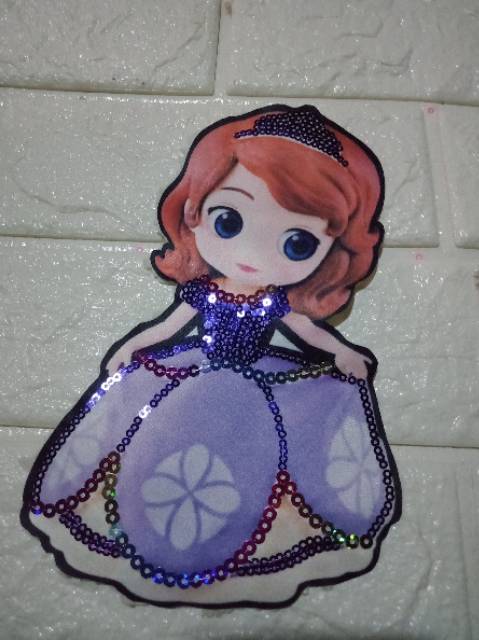 Aplikasi bordir patch princess led musik 20 cm import