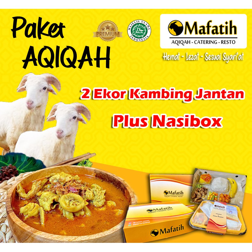 Mafatih Aqiqah - PAKET AQIQAH Anak laki laki  2 EKOR KAMBING JANTAN PLUS NASI BOX